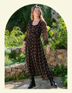 Lyrical Sisters Penny Floral Maxi Dress Black