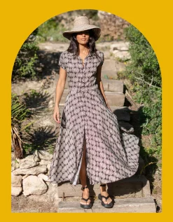 Lyrical Sisters Printed Maxi Shirt Dress Black