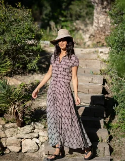 Lyrical Sisters Printed Maxi Shirt Dress Black