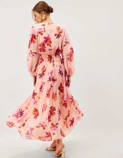 Mabel Long Sleeve Floral Maxi Dress Pink