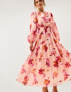 Mabel Long Sleeve Floral Maxi Dress Pink