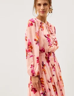 Mabel Long Sleeve Floral Maxi Dress Pink
