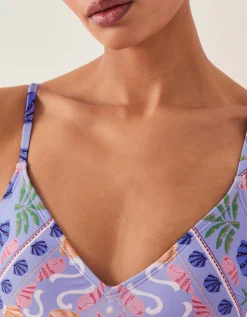 Mabel Shell Print Swimsuit Blue