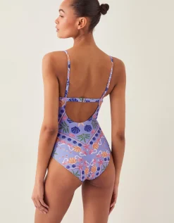 Mabel Shell Print Swimsuit Blue
