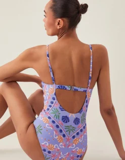 Mabel Shell Print Swimsuit Blue