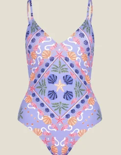 Mabel Shell Print Swimsuit Blue