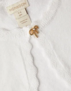 Maeve Bow Button Cardigan Ivory