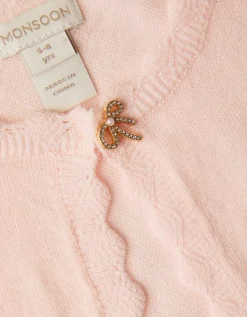 Maeve Bow Button Cardigan Pink
