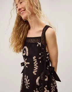 Mafalda Sun Print Lace Midi Dress Black