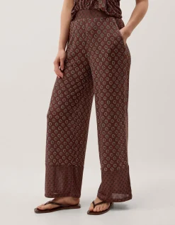 Magdalena Geometric Jersey Trousers Brown