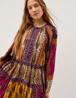 Magdalena Paisley Print Midi Dress Red
