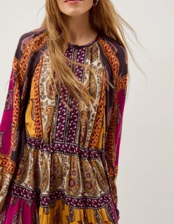 Magdalena Paisley Print Midi Dress Red