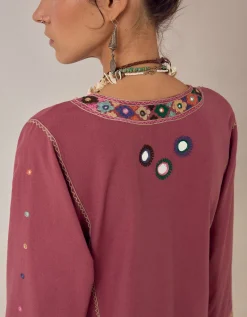 Maison Hotel Asha Mirror Embroidered Top Pink
