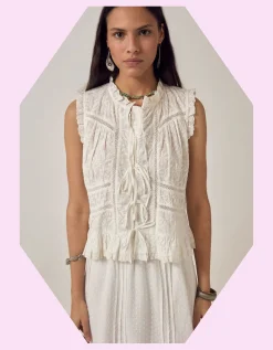 Maison Hotel Camila Embroidered Lace Top White