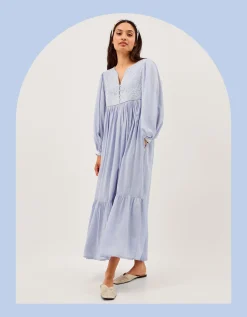 Maison Hotel Lilou Long Sleeve Embroidered Maxi Dress