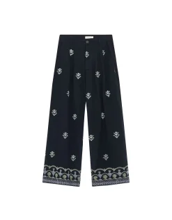 Maison Hotel Lolo Floral Straight-Leg Trousers Black