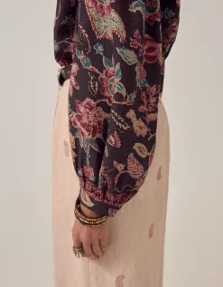 Maison Hotel Luna Paisley Print Blouse Black