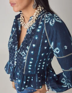 Maison Hotel Sora Print Blouse Blue