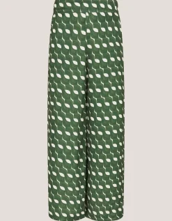 Maren Geometric Print Wide Leg Trousers Green