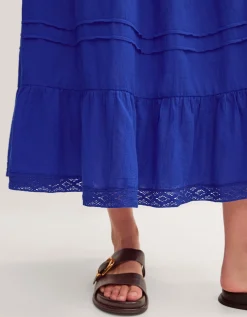 Maria Tiered Maxi Skirt Blue