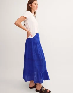 Maria Tiered Maxi Skirt Blue
