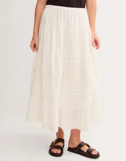 Maria Tiered Maxi Skirt White