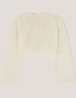 Marie Bow Faux Fur Shrug Ivory