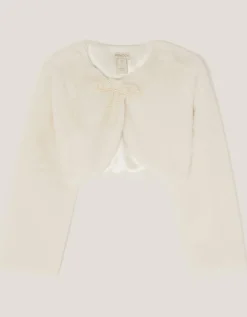 Marie Bow Faux Fur Shrug Ivory