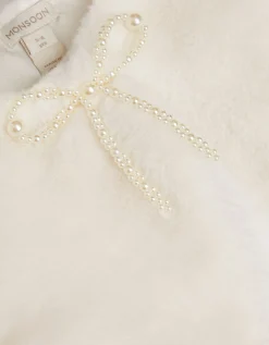 Marie Bow Faux Fur Shrug Ivory
