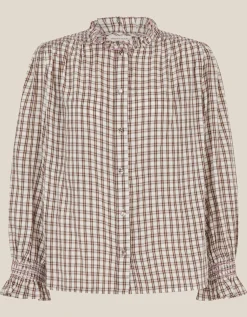 Marlo Check Blouse Brown