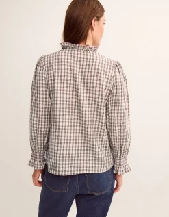 Marlo Check Blouse Brown