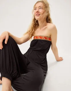 Matilda Embroidered Balloon Leg Jumpsuit Black