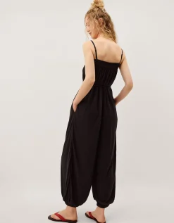 Matilda Embroidered Balloon Leg Jumpsuit Black