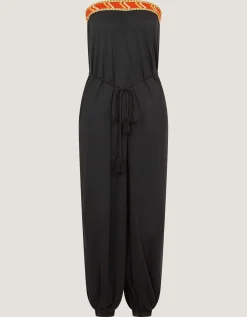 Matilda Embroidered Balloon Leg Jumpsuit Black