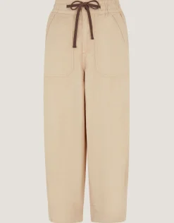 Megan Cropped Barrel Trousers Natural