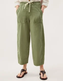 Megan Cropped Barrel Trousers Green