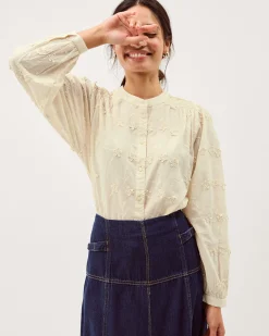 Mel Floral Embroidered Blouse Ivory