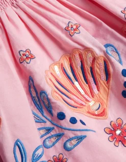 Mermaid & Shell Embellished Skirt Pink
