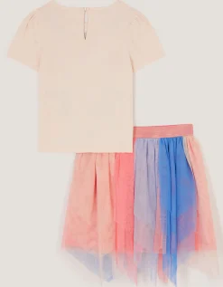 Mermaid T-Shirt & Mesh Disco Skirt Set Multi