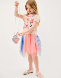 Mermaid T-Shirt & Mesh Disco Skirt Set Multi