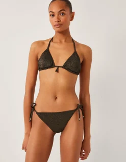 Mia Glitter Tie-Side Bikini Bottoms Black