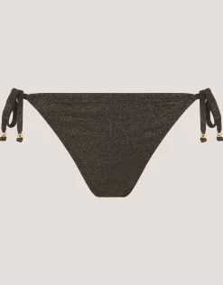 Mia Glitter Tie-Side Bikini Bottoms Black