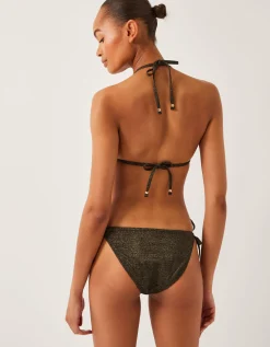 Mia Glitter Triangle Bikini Top Black