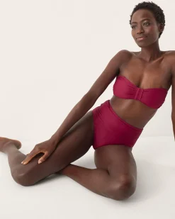 Mia High Waist Bikini Bottom Red