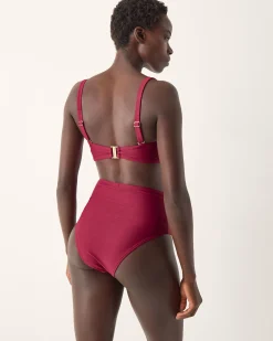Mia High Waist Bikini Bottom Red