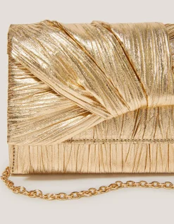 Mia Pleated Metallic Clutch Bag