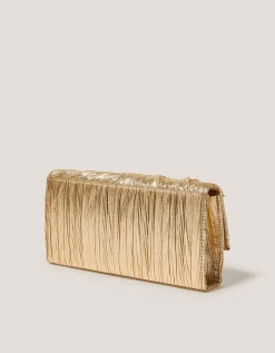 Mia Pleated Metallic Clutch Bag