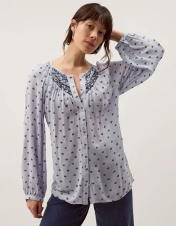 Mia Print Blouse Blue