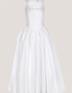 Mia Sleeveless Drop Waist Midi Wedding Dress Ivory