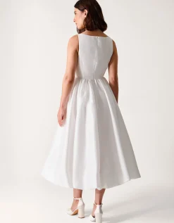 Mia Sleeveless Drop Waist Midi Wedding Dress Ivory